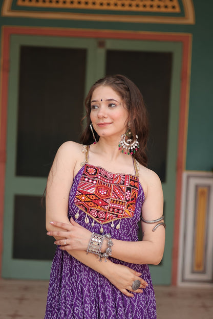 NAVRATRI SPECIAL BANDHANI PRINT PATCHWORK GOWN (WDN48) 02