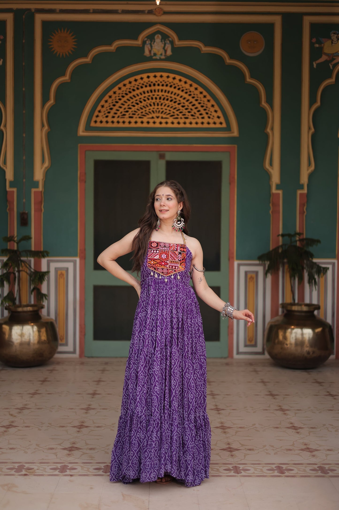 NAVRATRI SPECIAL BANDHANI PRINT PATCHWORK GOWN (WDN48) 02