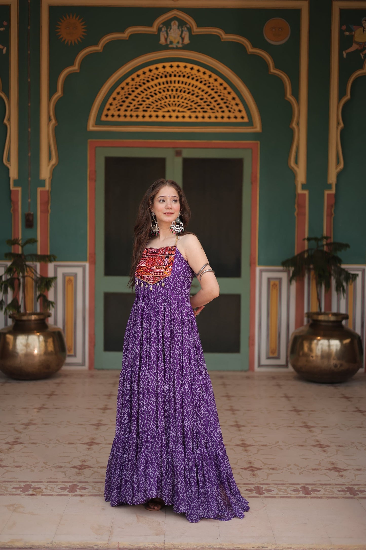 NAVRATRI SPECIAL BANDHANI PRINT PATCHWORK GOWN (WDN48) 02