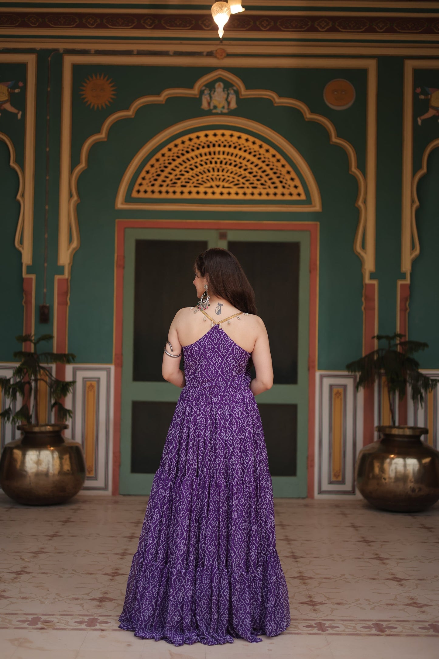 NAVRATRI SPECIAL BANDHANI PRINT PATCHWORK GOWN (WDN48) 02