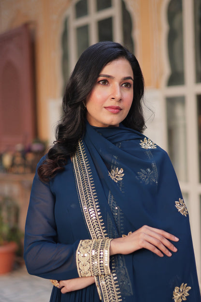 WEDDING SPECIAL FAUX BLOOMING EMBRIDERED GOWN WITH DUPATTA (WDN33)