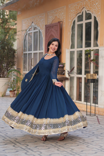 WEDDING SPECIAL FAUX BLOOMING EMBRIDERED GOWN WITH DUPATTA (WDN33)