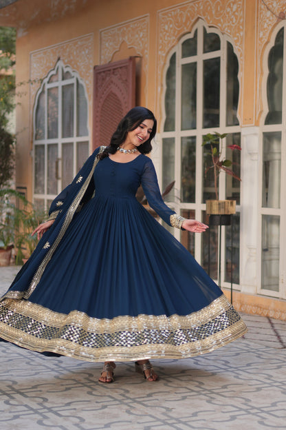 WEDDING SPECIAL FAUX BLOOMING EMBRIDERED GOWN WITH DUPATTA (WDN33)