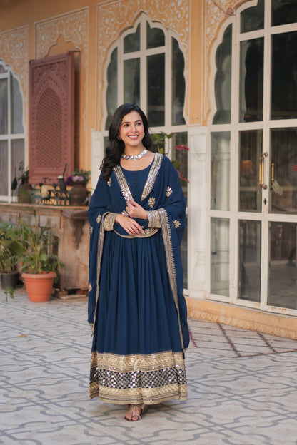 WEDDING SPECIAL FAUX BLOOMING EMBRIDERED GOWN WITH DUPATTA (WDN33)