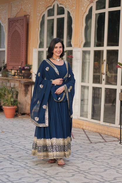 WEDDING SPECIAL FAUX BLOOMING EMBRIDERED GOWN WITH DUPATTA (WDN33)