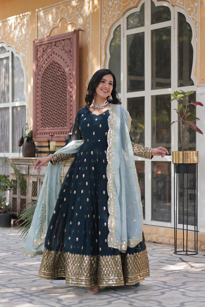 WEDDING SPECIAL BLOOMING EMBROIDERED GOWN WITH DUPATTA(WD11)