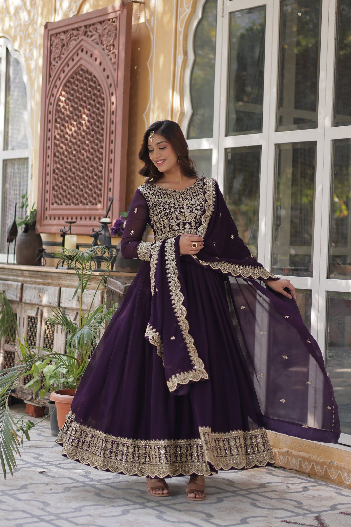 WEDDING SPECIAL BLOOMING EMBROIDERED GOWN WITH DUPATTA (WDN34)