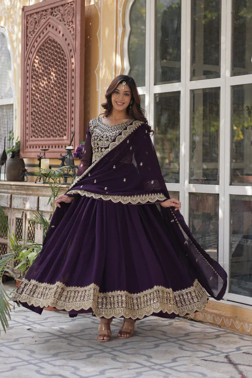 WEDDING SPECIAL BLOOMING EMBROIDERED GOWN WITH DUPATTA(WD125)