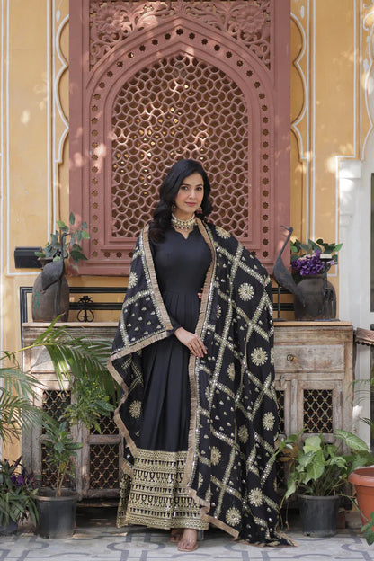 WEDDING SPECIAL STAR GEORGETTE ZARI SEQUINS EMBROIDERED GOWN WITH DUPATTA(WD09)