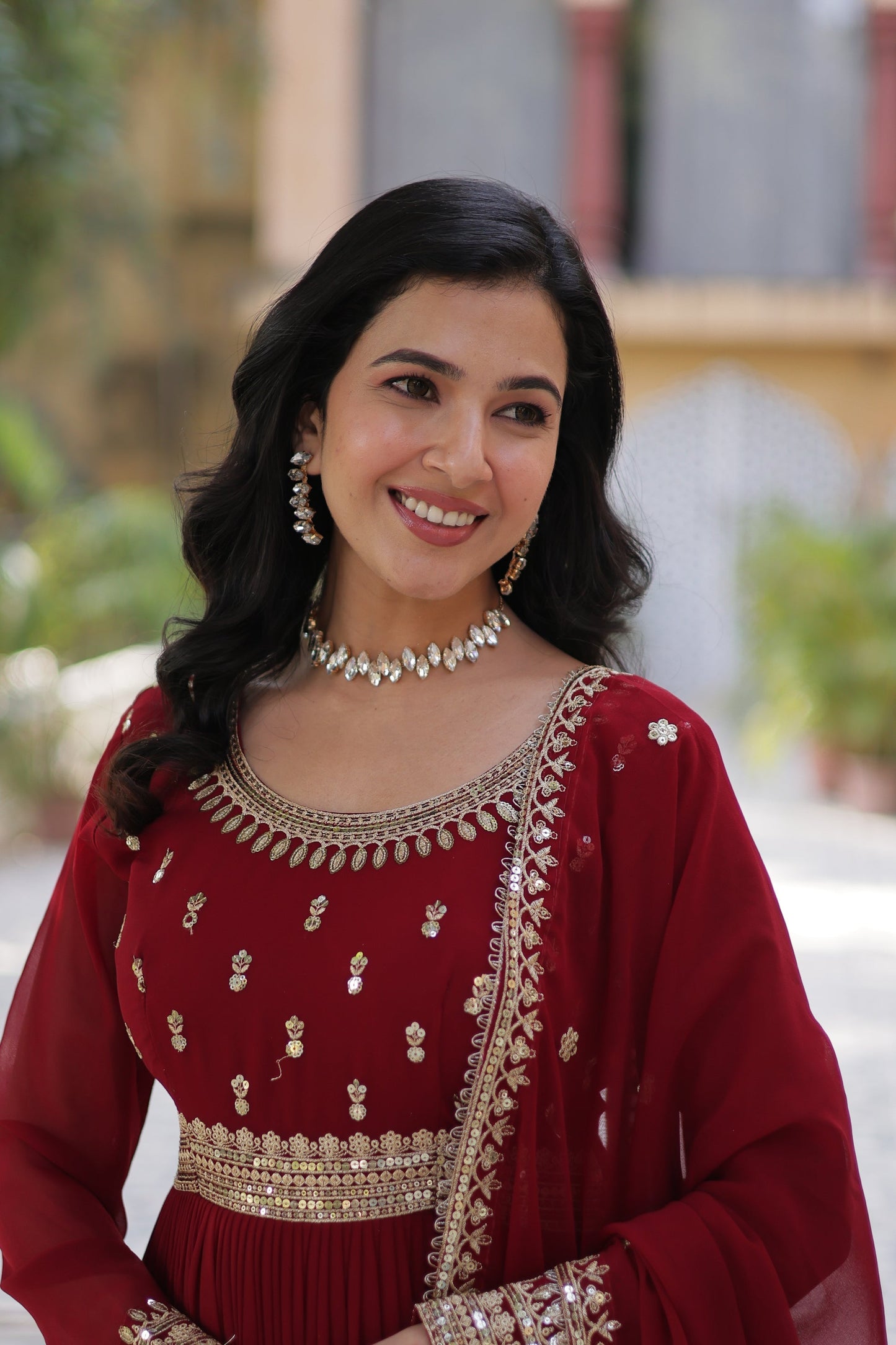 WEDDING SPECIAL FAUX BLOOMING SEQUINS ZARI EMBROIDERED GOWN WITH DUPATTA (WDN38)