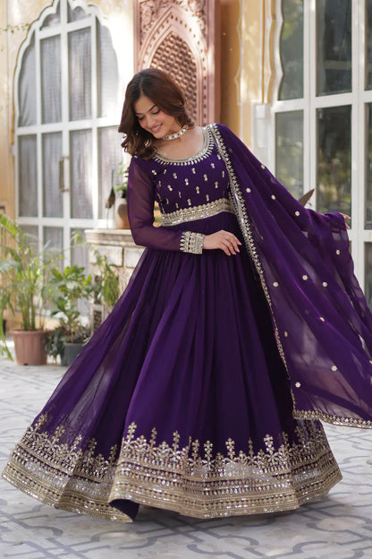 WEDDING SPECIAL FAUX BLOOMING SEQUINS ZARI EMBROIDERED GOWN WITH DUPATTA(WD109) (01)