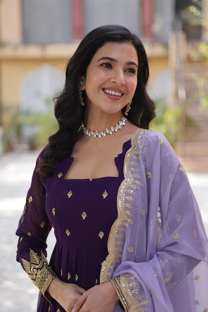 FAUX BLOOMING EMBROIDERED GOWN WITH DUPATTA(WD90)