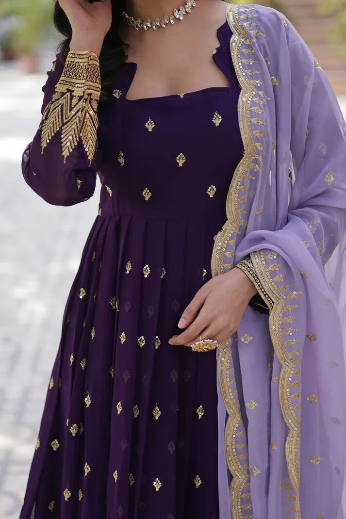 FAUX BLOOMING EMBROIDERED GOWN WITH DUPATTA(WD90)