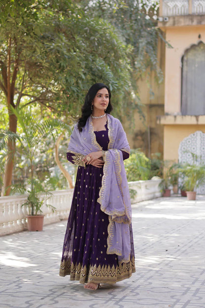 FAUX BLOOMING EMBROIDERED GOWN WITH DUPATTA(WD90)
