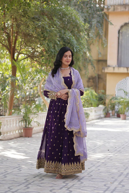 FAUX BLOOMING EMBROIDERED GOWN WITH DUPATTA(WD90)