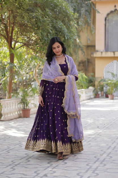 FAUX BLOOMING EMBROIDERED GOWN WITH DUPATTA(WD90)