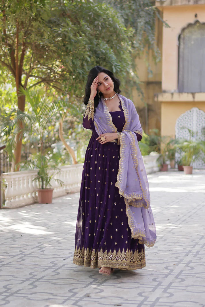 FAUX BLOOMING EMBROIDERED GOWN WITH DUPATTA(WD90)