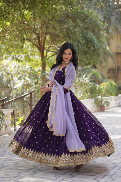 FAUX BLOOMING EMBROIDERED GOWN WITH DUPATTA(WD90)