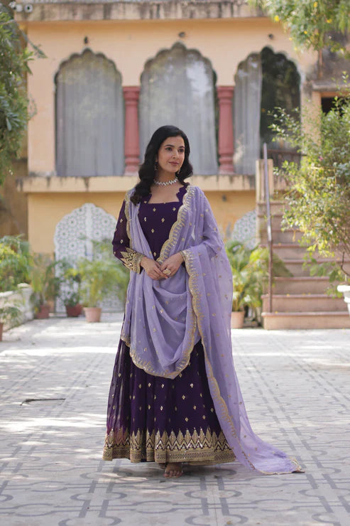 FAUX BLOOMING EMBROIDERED GOWN WITH DUPATTA(WD90)