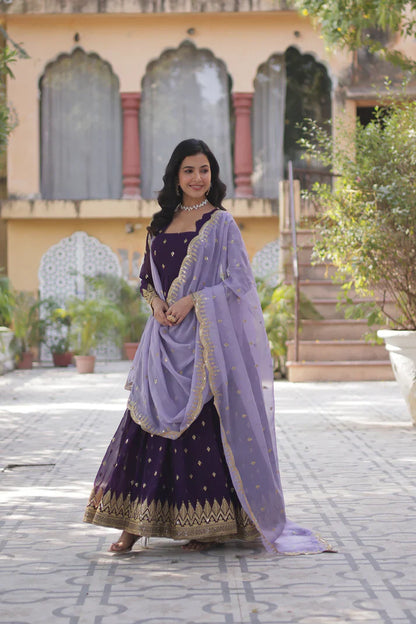 FAUX BLOOMING EMBROIDERED GOWN WITH DUPATTA(WD90)