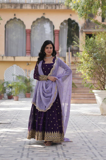 FAUX BLOOMING EMBROIDERED GOWN WITH DUPATTA(WD90)
