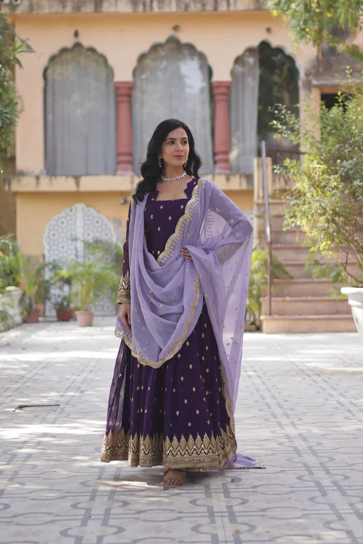 FAUX BLOOMING EMBROIDERED GOWN WITH DUPATTA(WD90)