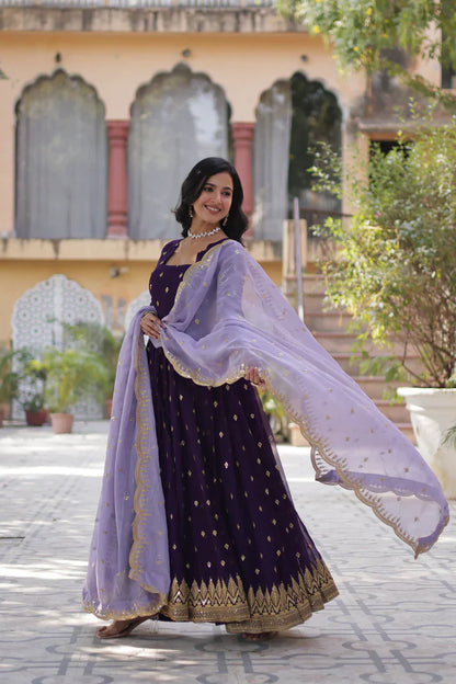 FAUX BLOOMING EMBROIDERED GOWN WITH DUPATTA(WD90)