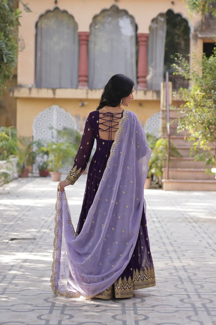FAUX BLOOMING EMBROIDERED GOWN WITH DUPATTA(WD90)