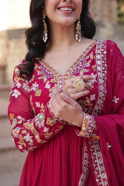 WEDDING SPECIAL FAUX BLOOMING ZARI SEQUINS EMBROIDERED GOWN WITH DUPATTA (WD116)