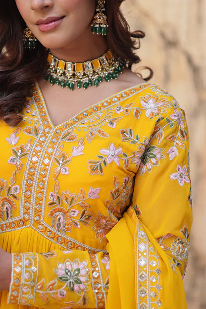 WEDDING SPECIAL FAUX BLOOMING ZARI SEQUINS EMBROIDERED GOWN WITH DUPATTA(WD05)