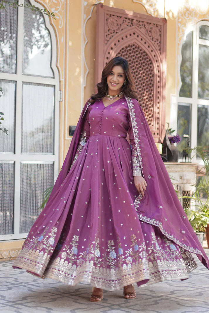 VISCOS COSMOS SEQUINS EMBROIDERED GOWN WITH DUPATTA(WD71)