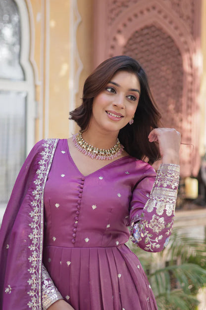 VISCOS COSMOS SEQUINS EMBROIDERED GOWN WITH DUPATTA(WD71)