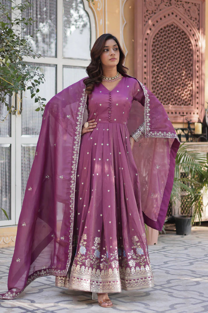 VISCOS COSMOS SEQUINS EMBROIDERED GOWN WITH DUPATTA(WD71)