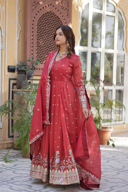 VISCOS COSMOS SEQUINS EMBROIDERED GOWN WITH DUPATTA(WD72)