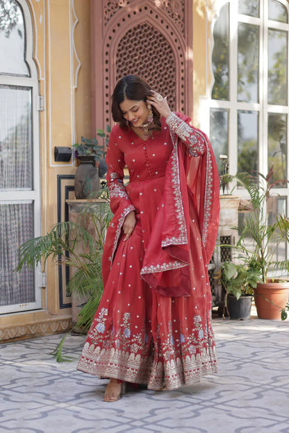 VISCOS COSMOS SEQUINS EMBROIDERED GOWN WITH DUPATTA(WD72)