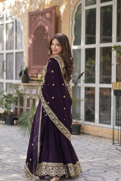 FAUX BLOOMING SEQUANCE EMBROIDERED GOWN WITH DUPATTA (WDN44) 01