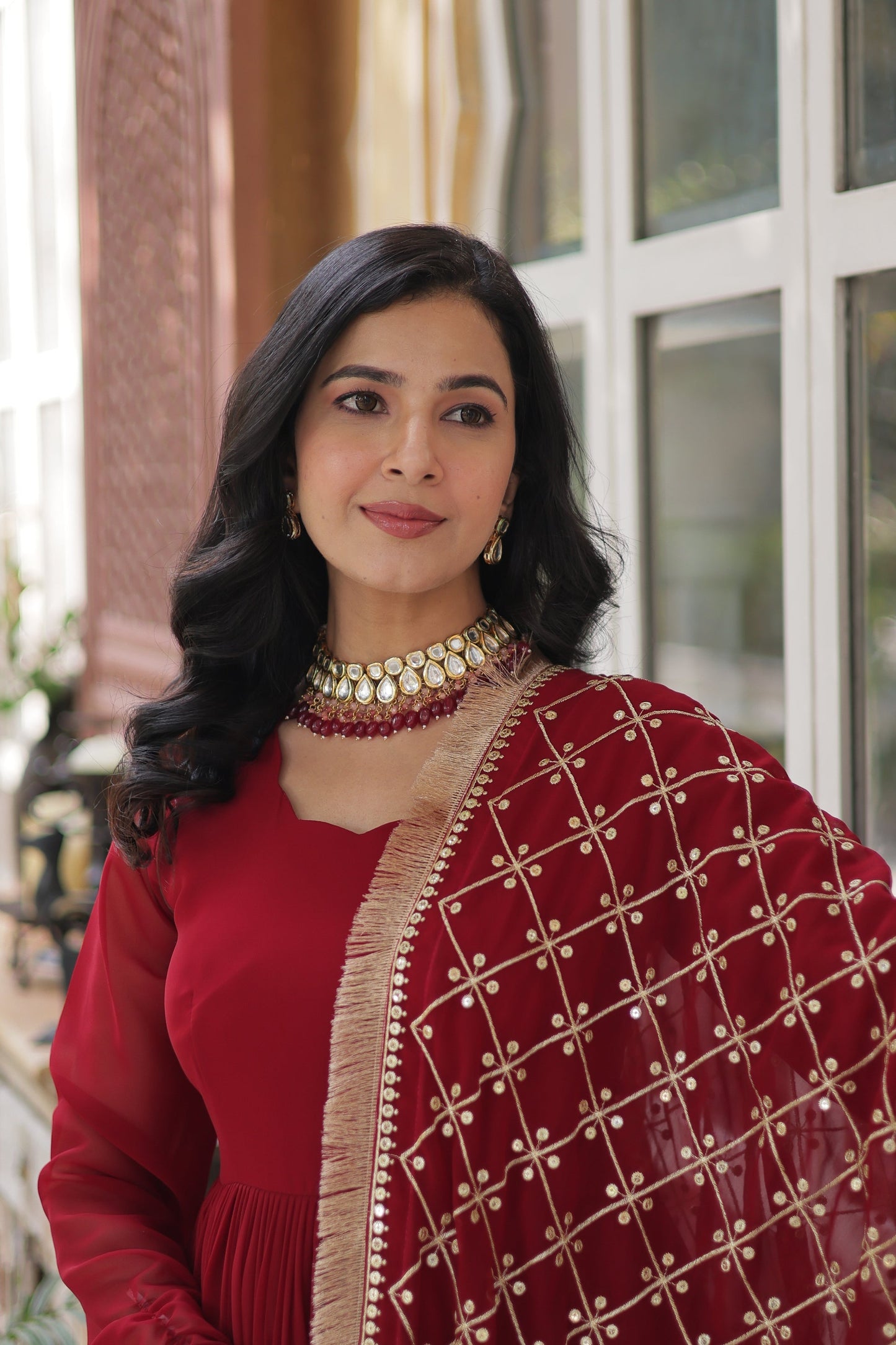 BLOOMING GEROGETTE SEQUANCE EMBROIDERY GOWN WITH DUPATTA (WDN41)