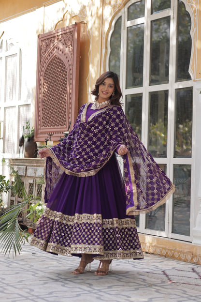 BLOOMING GEROGETTE SEQUANCE EMBROIDERY GOWN WITH DUPATTA (WDN41) 01