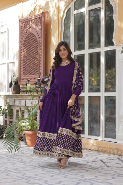 BLOOMING GEROGETTE SEQUANCE EMBROIDERY GOWN WITH DUPATTA(WD99) (01)
