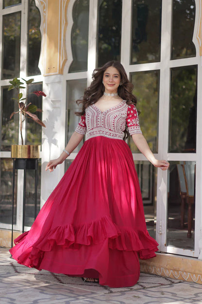 STAR GEORGETTE BEADS EMBROIDARY KURTI WITH LEHENGA(WD87)