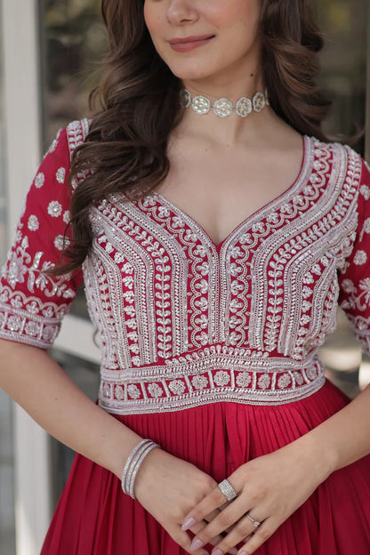 STAR GEORGETTE BEADS EMBROIDARY KURTI WITH LEHENGA(WD87)