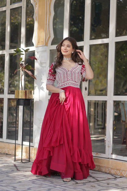 STAR GEORGETTE BEADS EMBROIDARY KURTI WITH LEHENGA(WD87)