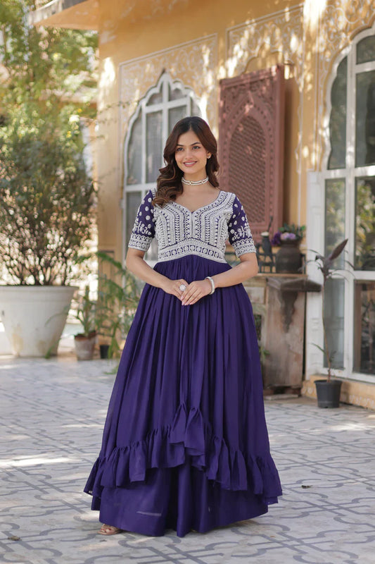 STAR GEORGETTE BEADS EMBROIDARY KURTI WITH LEHENGA(WD87) (01)