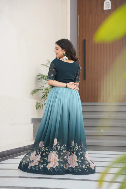 FAUX BLOOMING BEADS EMBROIDERED GOWN(WD78) (01)