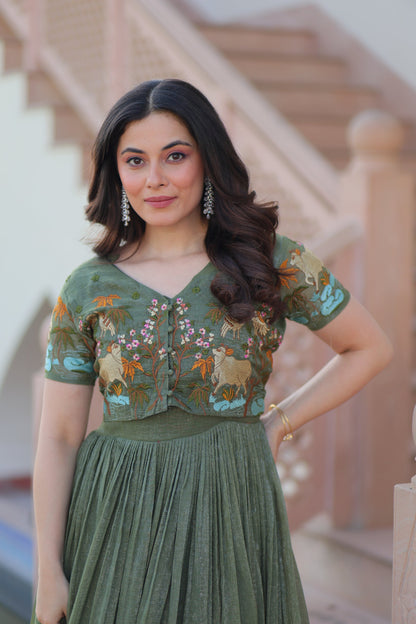 FESTIVAL SPECIAL CRUNCHY EMBROIDERED KOTI GOWN (WDN53)