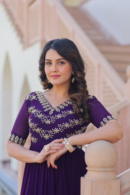 FESTIVAL SPECIAL FAUX BLOOMING BEADS EMBROIDERED GOWNFESTIVAL SPECIAL FAUX BLOOMING BEADS EMBROIDERED GOWN(WDN56)