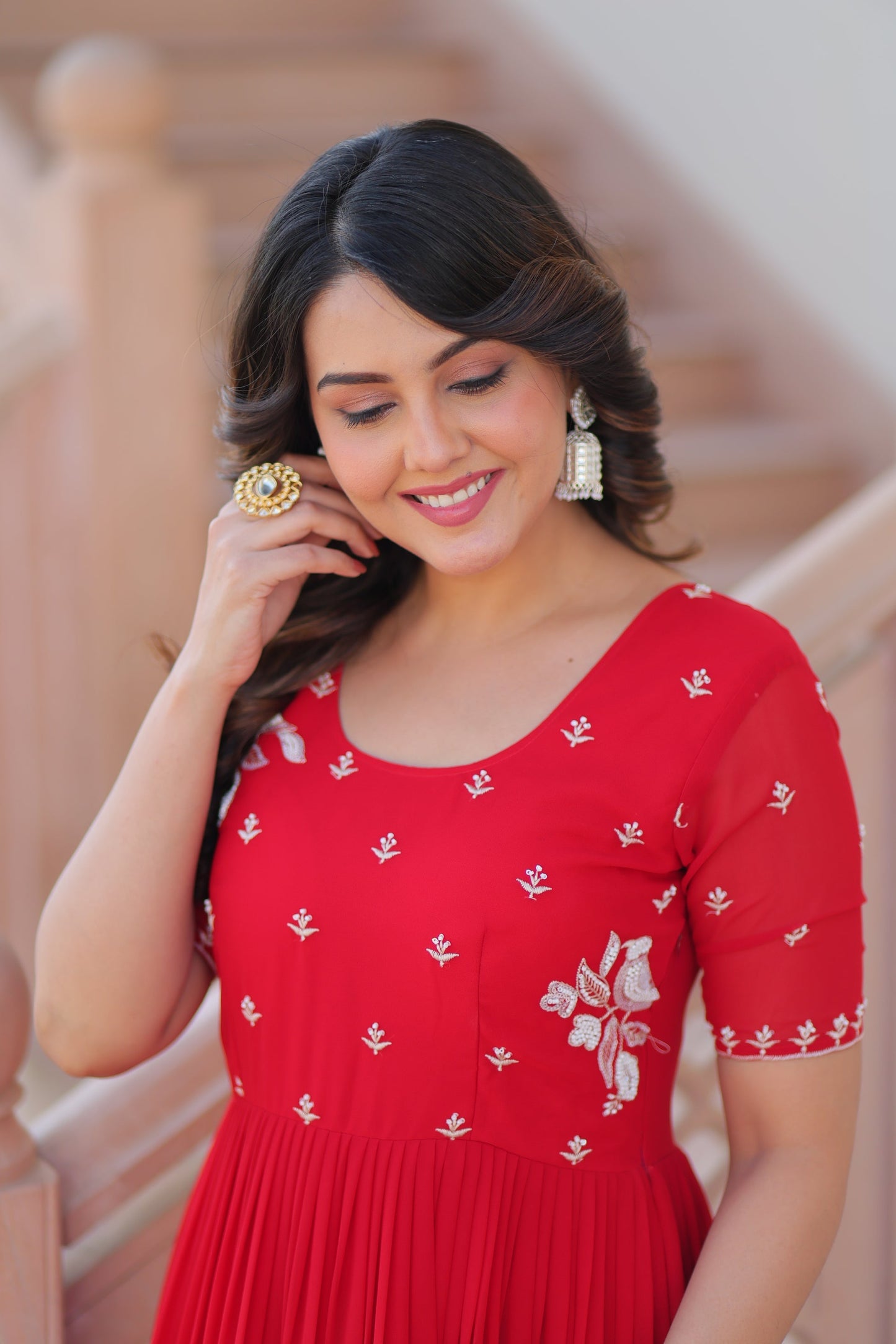 FESTIVAL SPECIAL FAUX BLOOMING BEADS EMBROIDERED GOWN (WDN54)