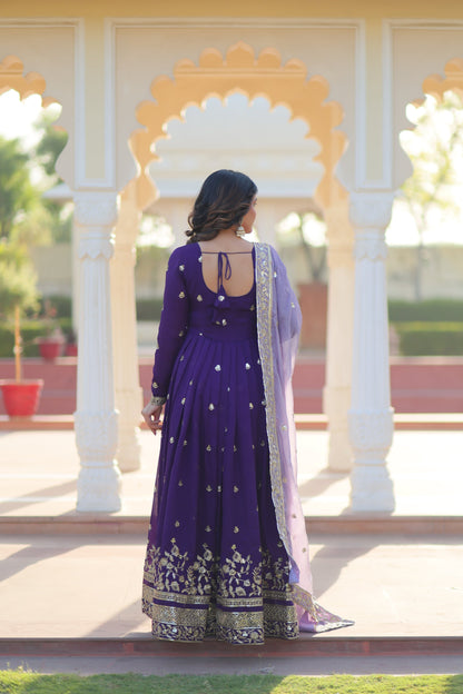 STAR GEORGETTE ZARI SEQUINS EMBROIDERED GOWN WITH DUPATTA (WDN77)