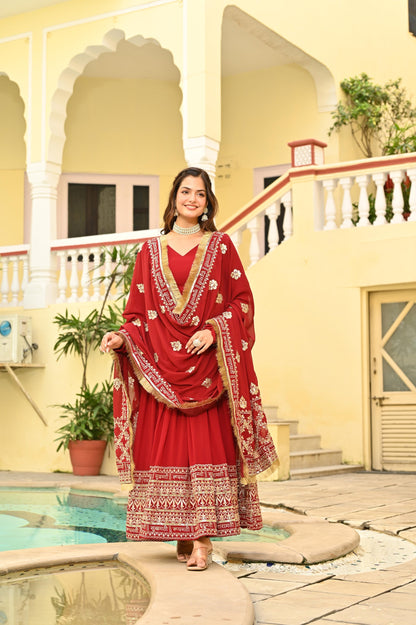KARWAHCHOTH SPECIAL FAUX BLOMING ZARI SEQUINS EMBROIDERIED GOWN WITH DUPATTA (WDN76)