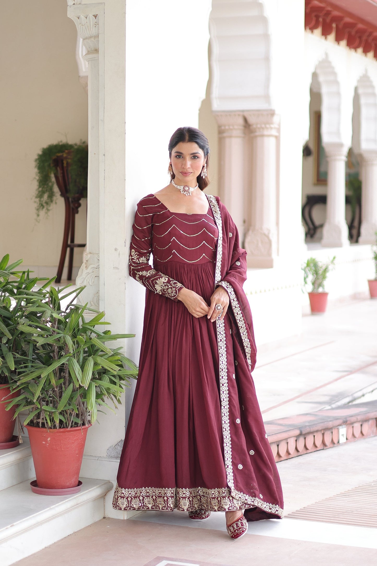 VICHITRA SILK RICH SEQUINS EMBROIDERED GOWN WITH DUPATTA (WDN05)